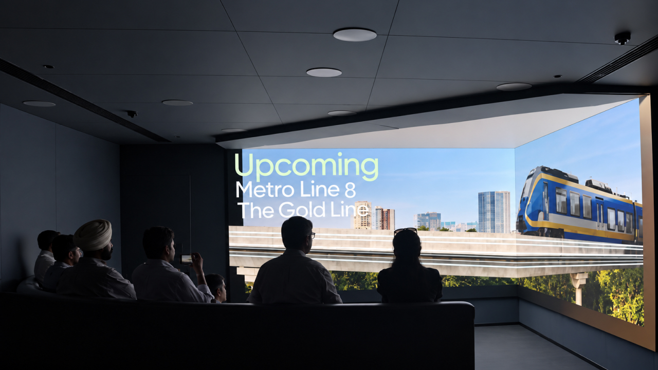 CAVE-style projection room visualising upcoming metro infrastructure